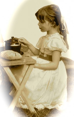 Girl at Tea Antique